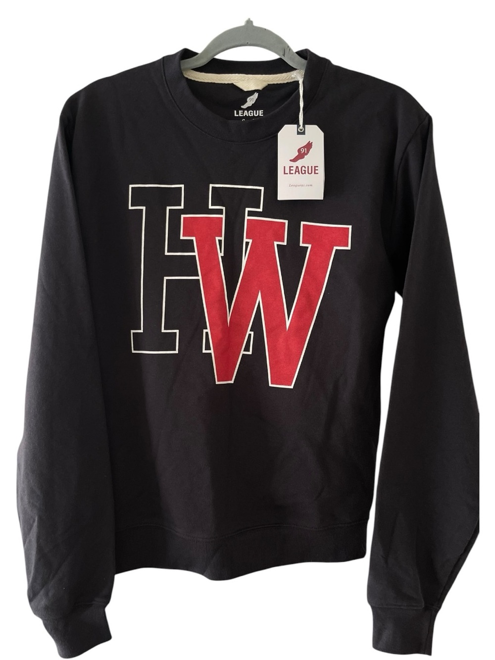 League 91 Harvard Westlake HW Crewneck Sweatshirt Black Red Small NWT